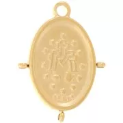 Colgante religioso ovalada 22x16 mm con 3 anillos - Acero inoxidable chapado en oro 304L x1