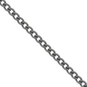 Cadena de 3 mm Filet Curb - Plata 925 rodiada negra x20cm