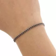 Cadena de 3 mm Filet Curb - Plata 925 rodiada negra x20cm