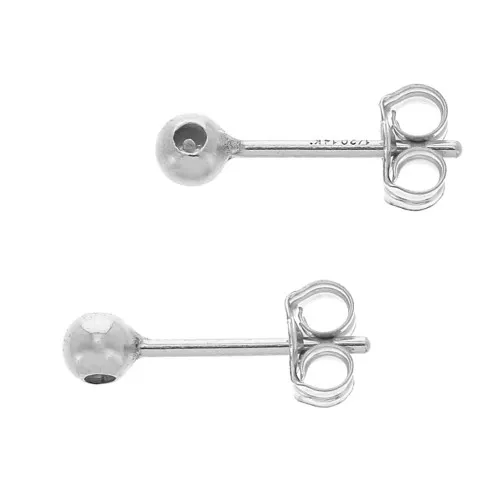 Pendientes bola 3 mm con tapón - Plata 925 x2