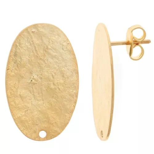 Pendientes ovaladaados 25x16 mm efecto martillado - Dorado con oro fino x2