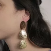 Pendientes ovaladaados 25x16 mm efecto martillado - Dorado con oro fino x2