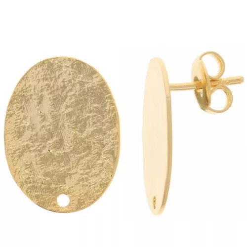 Pendientes ovaladaados 19x14 mm efecto martillado - Dorado con oro fino x2