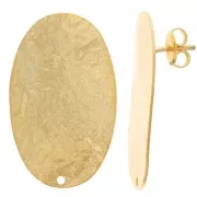 Pendientes ovaladaados 32,5x20 mm efecto martillado - Dorado con oro fino x2