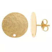 Pendientes redondos 15,5 mm efecto martillado - Dorado con oro fino x2