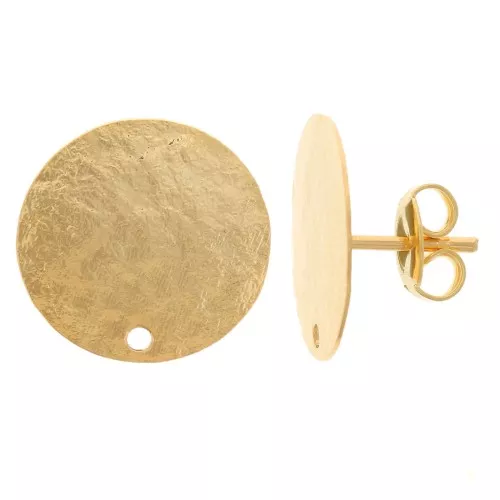 Pendientes redondos 15,5 mm efecto martillado - Dorado con oro fino x2