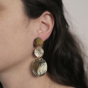 Pendientes redondos 15,5 mm efecto martillado - Dorado con oro fino x2