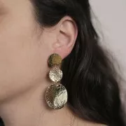 Pendientes redondos 15,5 mm efecto martillado - Dorado con oro fino x2