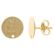 Pendientes redondos 10,5 mm efecto martillado - Dorado con oro fino x2|raw }}