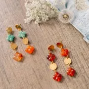 Pendientes redondos 10,5 mm efecto martillado - Dorado con oro fino x2