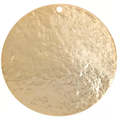 Colgante redondo martillado 30 mm - Dorado con oro fino x1