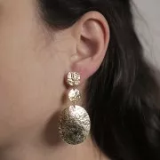 Colgante ovalada martillado 30x25 mm - Dorado con oro fino x1