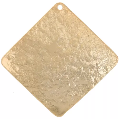 Colgante Diamante Martillado 35x35 mm - Dorado con oro fino x1