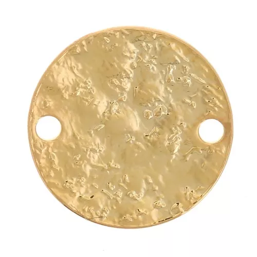 Entrepieza redonda 10,5 mm efecto martillado - Dorado con oro fino x1