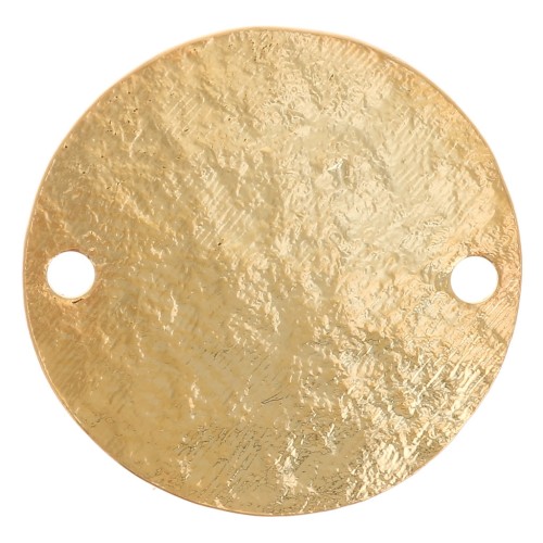 Entrepieza redondo de 15 mm con efecto martillado - Dorado fino x1