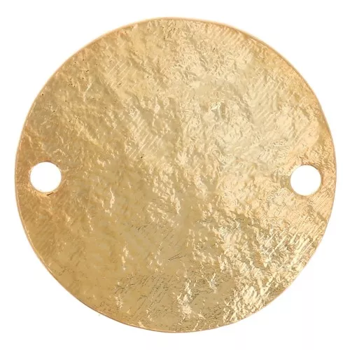 Entrepieza redondo de 15 mm con efecto martillado - Dorado fino x1