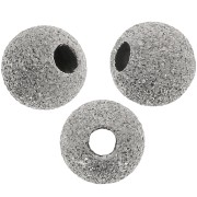 Perladas diamantadas 6 mm Plata 925 enchapadas rodio gris x5