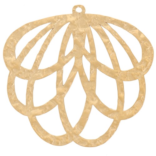 Colgante hoja calada texturizada 29x30 mm - Acero inoxidable 316L dorado x1