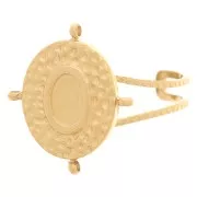 Anillo oval ajustable 4 anillas cabujón de 6x4 mm - Acero inox 304L Dorado x1