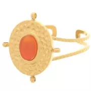 Anillo oval ajustable 4 anillas cabujón de 6x4 mm - Acero inox 304L Dorado x1