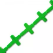 Cuenta Cruces de piedra teñida 30 mm Verde Flúor x1