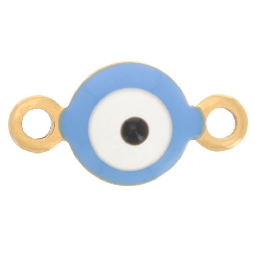 Entrepieza redondo 6 mm dibujo de ojo azul resina epoxi - Acero inox 304L Doradox1