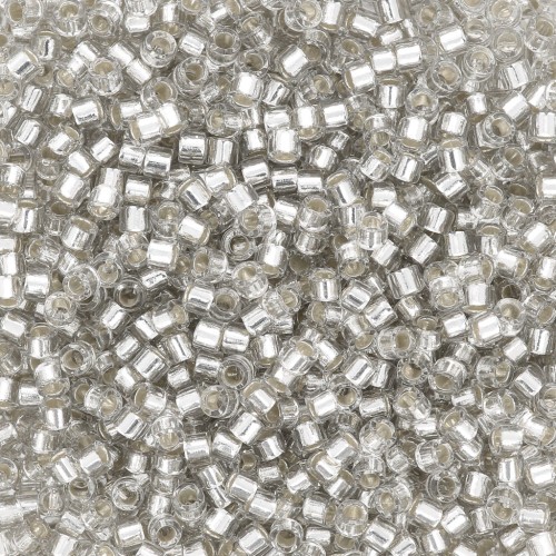 Miyuki Delica 11/0 DB1211 - Gris niebla con ribete plateado x 100 g
