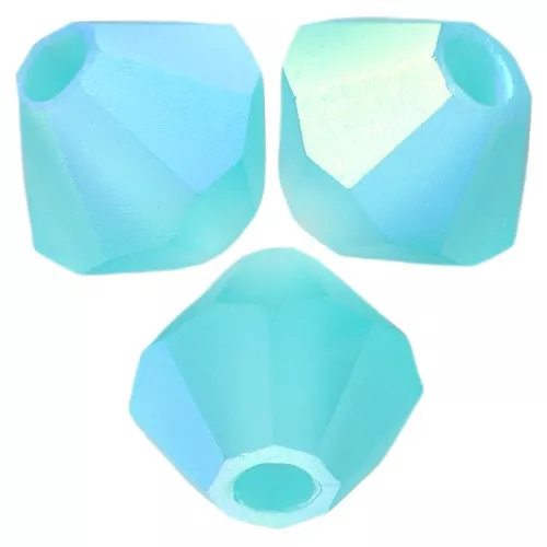 Preciosa Bicones - Cuenta rondelle 6 mm - Blue Zircon AB Matt x12