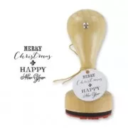 Sello con mango de madera - Merry Chr. & Happy New Year x1