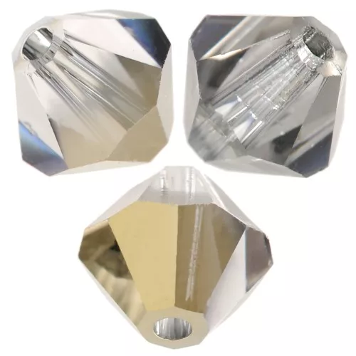 Preciosa Bicones - Cuenta rondelle 6 mm - Crystal Starlight Gold Half x12