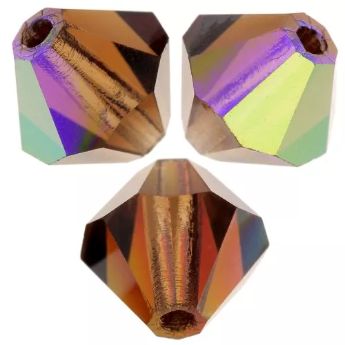 Preciosa seed beads - Bead rondelle 6 mm - Smoked Topaz AB x12