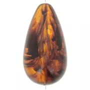 Perle poire en résine translucide 30x16 mm - Ambre marbré x1