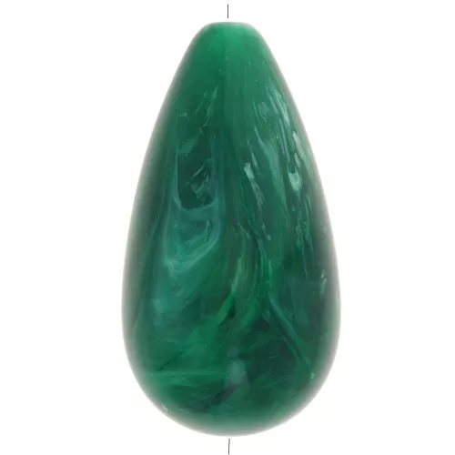 Cuenta de resina opaca pera 30x16 mm - Verde oscuro jaspeado x1