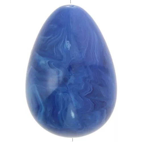 Cuenta de resina opaca pera 31x22 mm - Azul real jaspeado x1