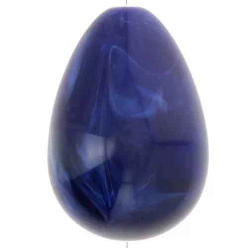 Cuenta de resina opaca pera 31x22 mm - Azul marino jaspeado x1