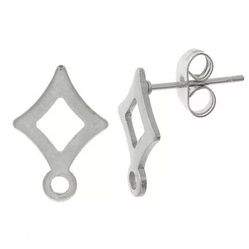 Pendientes de diamantes con anillo cerrado 14x10 mm - acero inoxidable 304 x2