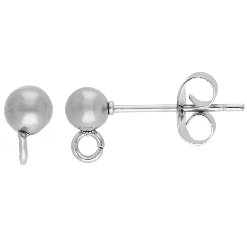 Pendientes bola de 4 mm con anilla abierta - acero inoxidable 304 x2