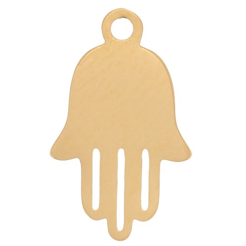 Mano de Fatma 12.5x7.5 mm - Acero inoxidable 316L Dorado x4