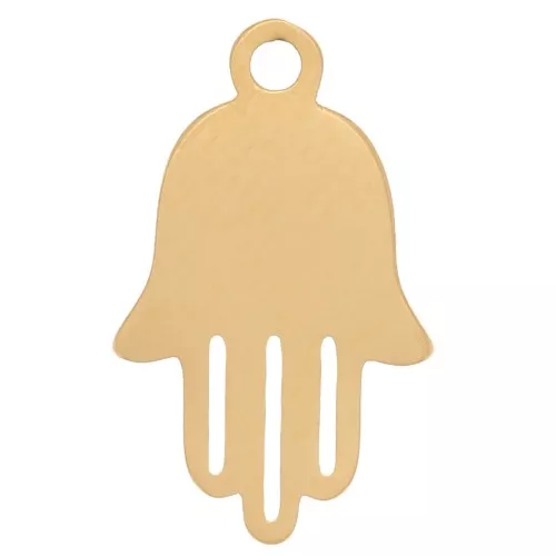 Mano de Fatma 12.5x7.5 mm - Acero inoxidable 316L Dorado x4