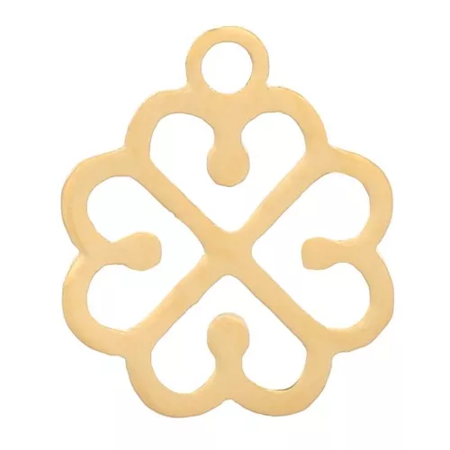 Colgante trébol 9x7 mm - Acero inox 316L Dorado x4