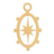 Charms ovalados con motivo Estrella del Norte 10,5x6 mm - Acero inox 316L Doradox4