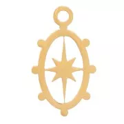 Charms ovalados con motivo Estrella del Norte 10,5x6 mm - Acero inox 316L Doradox4