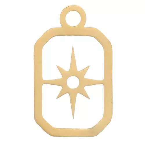 Dijes con motivo Estrella del Norte 9,5x5,5 mm - Acero inoxidable 316L Dorado x4