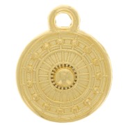 Mini dije étnico redondo de 9 mm - Dorado con oro fino x1