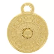 Mini dije étnico redondo de 9 mm - Dorado con oro fino x1