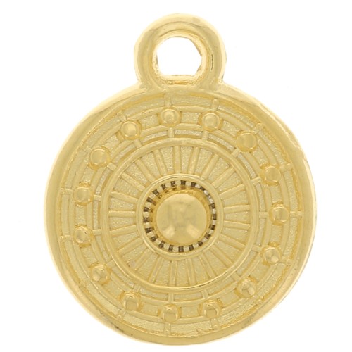 Mini dije étnico redondo de 9 mm - Dorado con oro fino x1