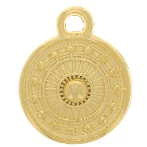 Mini dije étnico redondo de 9 mm - Dorado con oro fino x1