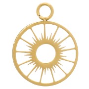 Colgante engastado - motivo de sol - cabujón plano de 10 mm - Acero inoxidable 304 Dorado x1
