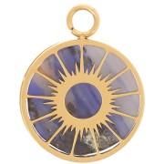 Colgante engastado - motivo de sol - cabujón plano de 10 mm - Acero inoxidable 304 Dorado x1