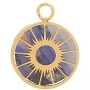 Colgante engastado - motivo de sol - cabujón plano de 10 mm - Acero inoxidable 304 Dorado x1